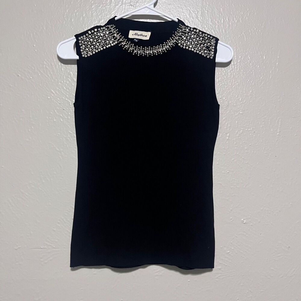 Alythea Tank Top Women Sleeveless Pullover‎ Black Blouse Size S/M